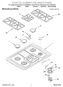 COOKTOP, BURNER AND GRATE PARTS Diagram and Parts List for KGCS105GAL0  KitchenAid Cooktop