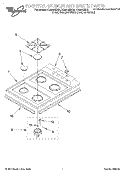 COOKTOP, BURNER AND GRATE Diagram and Parts List for SC8640EDB2  Whirlpool Cooktop