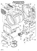 BULKHEAD PARTS Diagram and Parts List for GGW9260PW1  Whirlpool Dryer