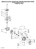 BRAKE, CLUTCH, GEARCASE, MOTOR AND PUMP PARTS Diagram and Parts List for LTG6234DQ5  Whirlpool Washer Dryer Combo