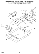 BURNER BOX, GAS VALVES, AND SWITCHES Diagram and Parts List for SCS3017RQ01  Whirlpool Cooktop
