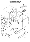 TUB ASSEMBLY PARTS Diagram and Parts List for RUD4000MQ0  Roper Dishwasher