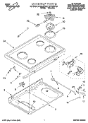 COOKTOP Diagram and Parts List for RF4700XBW2  Whirlpool Range