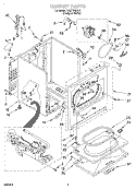CABINET Diagram and Parts List for RGS7648JQ1  Roper Dryer
