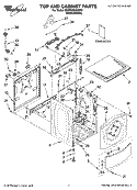 TOP AND CABINET PARTS Diagram and Parts List for MWFW8500SR01  Whirlpool Washer