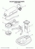 COLOR VARIATION PARTS Diagram and Parts List for K4SSWH0  KitchenAid Mixer