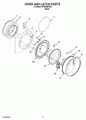 DOOR AND LATCH PARTS Diagram and Parts List for WFW8400TB02  Whirlpool Washer