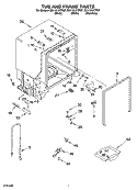 TUB AND FRAME PARTS Diagram and Parts List for DU1101XTPB7  Whirlpool Dishwasher