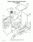 DRYER CABINET AND MOTOR PARTS Diagram and Parts List for YLTE5243DQA  Whirlpool Washer Dryer Combo