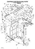 CONTROLS AND REAR PANEL PARTS Diagram and Parts List for 3RLSQ8033RW0  Whirlpool Washer