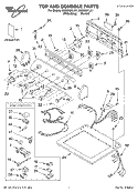 TOP AND CONSOLE PARTS Diagram and Parts List for GGQ8821LW1  Whirlpool Dryer