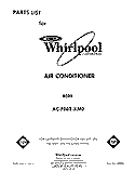 COVER Diagram and Parts List for ACP802XM0  Whirlpool Air Conditioner