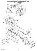 MOTOR AND ICE CONTAINER PARTS Diagram and Parts List for RS22AGXTQ00  Roper Refrigerator