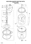 AGITATOR, BASKET AND TUB PARTS Diagram and Parts List for LSQ7030MQ0  Whirlpool Washer