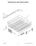 UPPER RACK AND TRACK PARTS Diagram and Parts List for 7WDF530PAYM5  Whirlpool Dishwasher