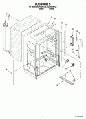 TUB PARTS Diagram and Parts List for DU018DWTB0  Whirlpool Dishwasher
