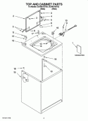 TOP AND CABINET PARTS Diagram and Parts List for GCAM2792TQ2  Whirlpool Washer