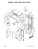 CABINET LINER AND DOOR PARTS Diagram and Parts List for KUIP15PRXX2  KitchenAid Ice Maker