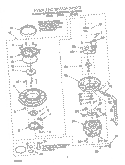 PUMP AND SPRAYARM Diagram and Parts List for GU980SCGQ3  Whirlpool Dishwasher