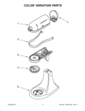 COLOR VARIATION PARTS Diagram and Parts List for KSM95ER0  KitchenAid Mixer