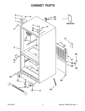 CABINET PARTS Diagram and Parts List for GX2FHDXVY010  Whirlpool Refrigerator