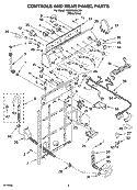 CONTROLS AND REAR PANEL PARTS Diagram and Parts List for GSW9559LW0  Whirlpool Washer