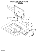 WASHER TOP AND LID PARTS Diagram and Parts List for WGT3300SQ1  Whirlpool Washer Dryer Combo