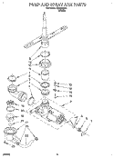 PUMP AND SPRAY ARM Diagram and Parts List for DU4000XB1  Whirlpool Dishwasher