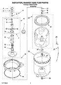 AGITATOR, BASKET AND TUB PARTS Diagram and Parts List for 7MWT97770TW0  Whirlpool Washer