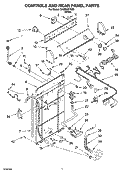 CONTROL AND REAR PANEL PARTS Diagram and Parts List for CAWB527RQ0  Crosley Washer