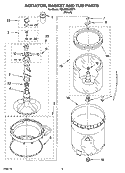 AGITATOR, BASKET AND TUB PARTS Diagram and Parts List for 7MLSR8523MT1  Whirlpool Washer
