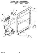 DOOR AND LATCH PARTS Diagram and Parts List for KUDE03FTBL1  KitchenAid Dishwasher
