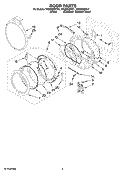 DOOR PARTS, OPTIONAL PARTS (NOT INCLUDED) Diagram and Parts List for WGD9500TC1  Whirlpool Dryer