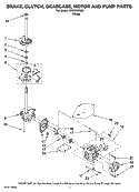 BRAKE, CLUTCH, GEARCASE, MOTOR AND PUMP PARTS Diagram and Parts List for NTW5700TQ0  Whirlpool Washer