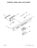 CONTROL PANEL AND LATCH PARTS Diagram and Parts List for KUDS30IBBT1  KitchenAid Dishwasher