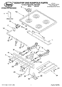 COOKTOP AND MANIFOLD, LITERATURE Diagram and Parts List for FGP300HW0  Roper Range