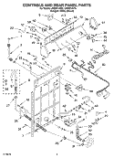 CONTROLS AND REAR PANEL Diagram and Parts List for LSQ9211KT0  Whirlpool Washer
