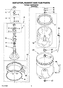 AGITATOR, BASKET AND TUB PARTS Diagram and Parts List for 7MMSE7999TW0  Whirlpool Washer