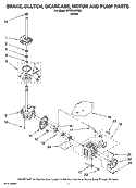 BRAKE, CLUTCH, GEARCASE, MOTOR AND PUMP PARTS Diagram and Parts List for NTW5640TQ0  Whirlpool Washer