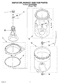 AGITATOR, BASKET AND TUB PARTS Diagram and Parts List for 7MSAWX650MQ0  Whirlpool Washer