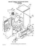 DRYER CABINET AND MOTOR PARTS Diagram and Parts List for LTG5243DQB  Whirlpool Washer Dryer Combo