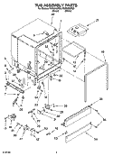 TUB ASSEMBLY PARTS Diagram and Parts List for RUD6000PQ2  Roper Dishwasher