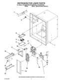 REFRIGERATOR LINER PARTS Diagram and Parts List for KFXS25RYWH4  KitchenAid Refrigerator