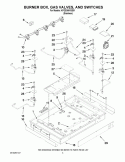 BURNER BOX, GAS VALVES, AND SWITCHES Diagram and Parts List for KFGS366VSS01  KitchenAid Cooktop