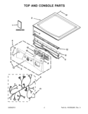 TOP AND CONSOLE PARTS Diagram and Parts List for WED9371YW1  Whirlpool Dryer
