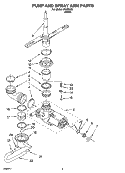 PUMP AND SPRAY ARM PARTS Diagram and Parts List for IKU25260  Inglis Dishwasher