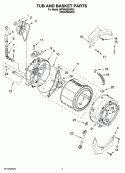 TUB AND BASKET PARTS, OPTIONAL PARTS (NOT INCLUDED) Diagram and Parts List for WFW8500SR03  Whirlpool Washer