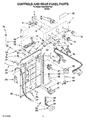 CONTROLS AND REAR PANEL PARTS Diagram and Parts List for 7MMPD6634TQ0  Whirlpool Washer