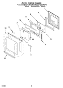 OVEN DOOR Diagram and Parts List for RBD306PDQ12  Whirlpool Wall Oven
