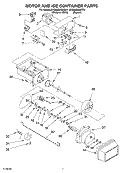 MOTOR AND ICE CONTAINER Diagram and Parts List for 5VGS9SHGKQ01  Whirlpool Refrigerator